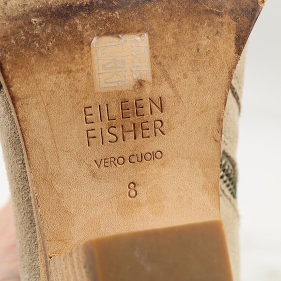 Eileen Fisher Womens Rein Boots Size 8 Tan Suede Low Block Heel Comfy Booties - Picture 9 of 11